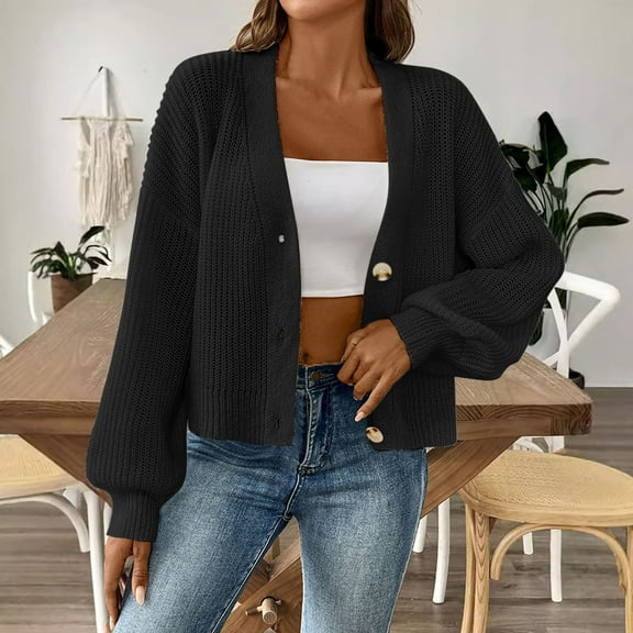 Neewe Cropped Cardigan Sweaters for Women Lightweight Crop Cotton Knit Y2k Fall Outfits Fashion Clothes 2025