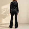 thumbnail image 6 of Livrdious Women's Velour 2 Piece Lounge Set Zip Up Hoodies Cropped Jacket with High Waist Bootcut Pants Matching Tracksuit Set Womens Outfits, 6 of 7