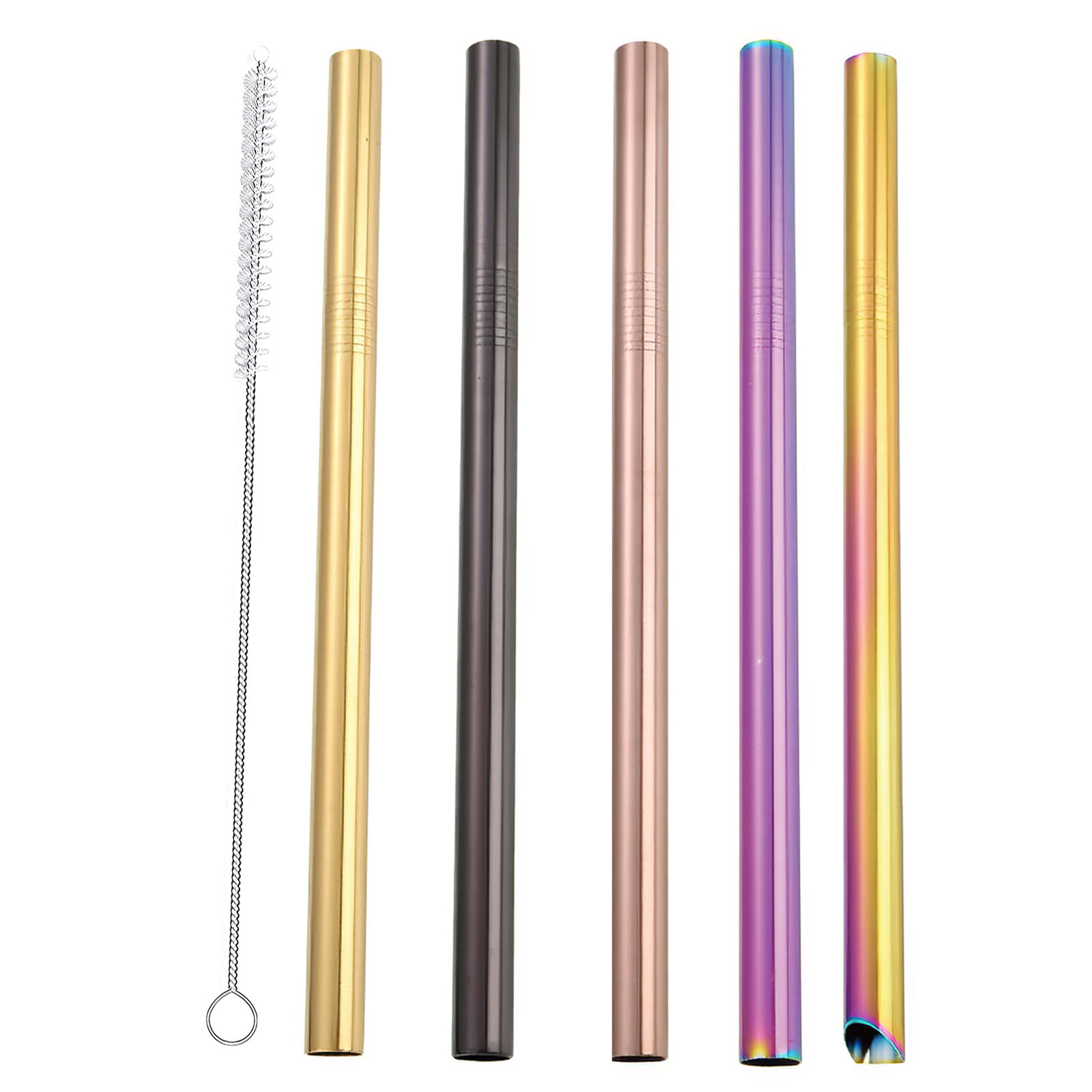5X Reusable Stainless Steel Drinking Straws Big 1.2cm Wide Straws For Smoothies 