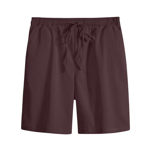 CaComMARK PI Shorts for Men Oversized Summer Leisure Sports Elastic Waist Solid Color Drawstring Pocket Shorts Wine 10(XL)