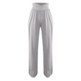 thumbnail image 3 of VSSSJ Womens Wide Leg Yoga Pants with Pockets Relaxed Fit Casual Comfy Lightweight Solid Color Crossover High Waisted Soft Flowy Swing Lounge Trousers Gray M, 3 of 6