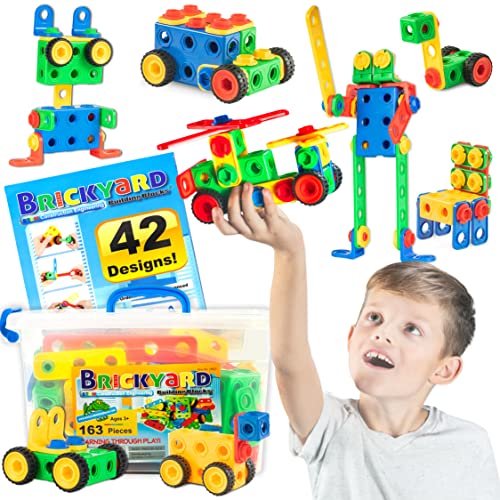 Kit de juguetes STEM de 163 piezas, bloques de construcción de construcción educativa Conj Brickyard Building Blocks Brickyard Building Blocks
