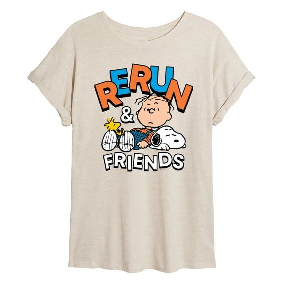 Peanuts - Rerun And Friends -Womens Oversized Graphic T-Shirt