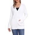 thumbnail image 1 of Suéteres de cárdigan largos para mujeres, con botones, abiertos al frente, cárdigan de punto, atuendos casuales con bolsillos, XL blanco, 1 of 6