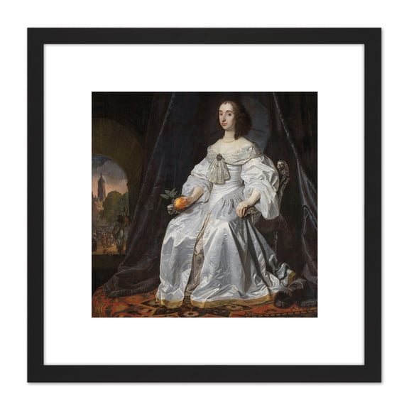 Van Der Helst Mary Stuart Princess Of Orange 8X8 Inch Square Wooden Framed Wall Art Print Picture with Mount