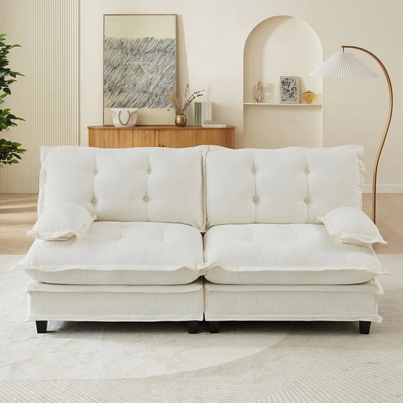 Villeston 77 " Chenille Loveseat, 2-Seats Comfy Cloud Sofa in Lattice Decored Seat Cushion for Living Room Bedroom,Beige