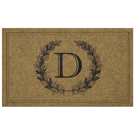 Mohawk Home Laurel Monogram D Low Pile Printed Faux Coir All Weather Eco Friendly Indoor/Outdoor Doormat, Natural, 1' 6" X 2' 6"