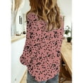 thumbnail image 5 of Yigetop Polka Dot Tops for Women, Women's Casual V Neck Floral Print Roll Up Long Sleeve Chiffon Button Down Blouses Top Shirts Chiffon Blouses for Women Wine 2XL, 5 of 5