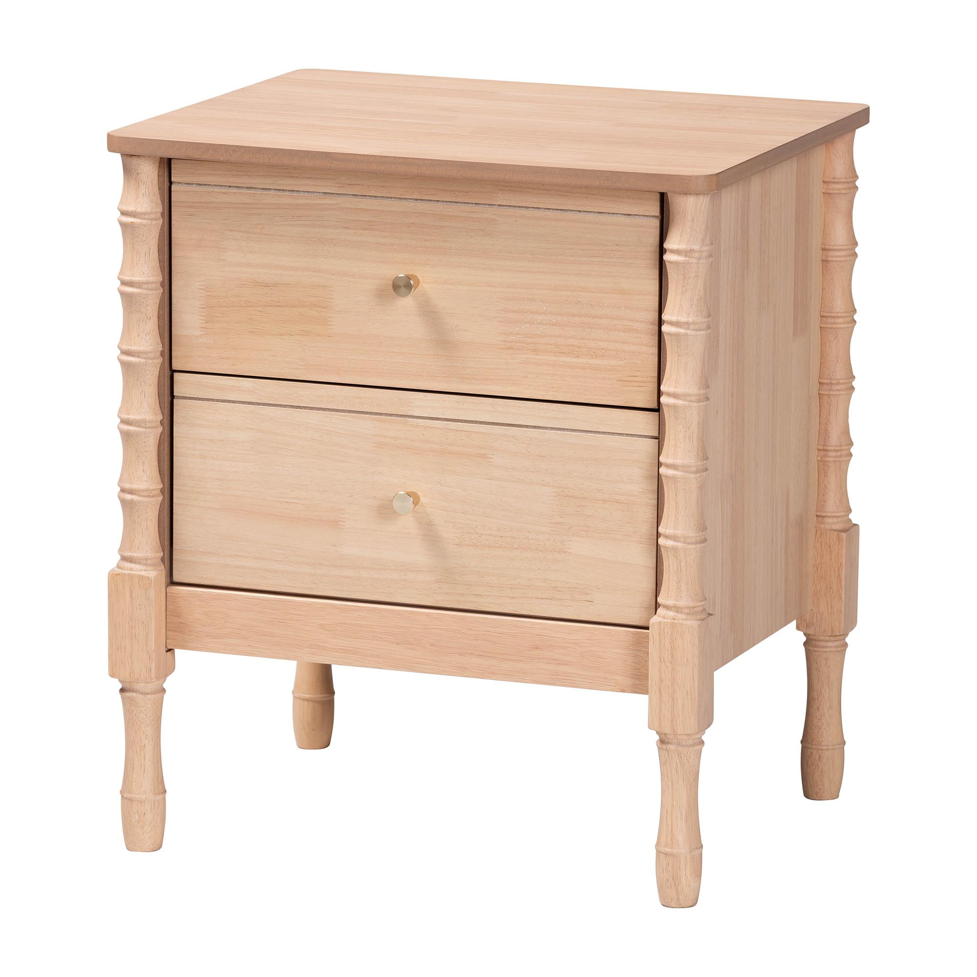 Baxton Studio Laurent Mid-Century Bedroom Set, 5-Piece, Queen, Beech Brown