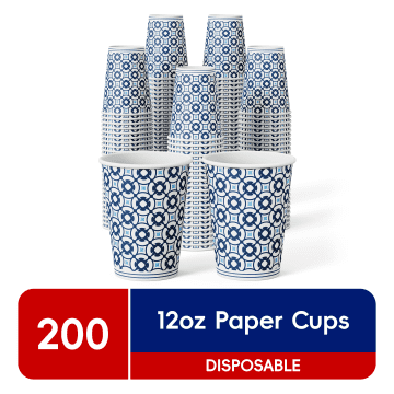 JOLLY CHEF Heavy-Duty Disposable Paper Cups, 12 oz, 200 Count, 200 (Pack)
