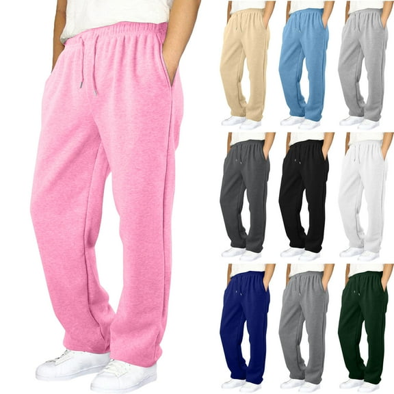 Lycaql Boys Girls Wide Leg Sweatpants Straight Wide Leg Pants Open Bottom Casual Pants with Pockets Elastic Waist Workout Sweat Pants Athletic Boy Girl Joggers (Pink,15-16 Years)