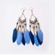 thumbnail image 3 of 5 pares de pendientes largos de plumas con flecos en V con cuentas Boho borla Long Dr JM, 3 of 5