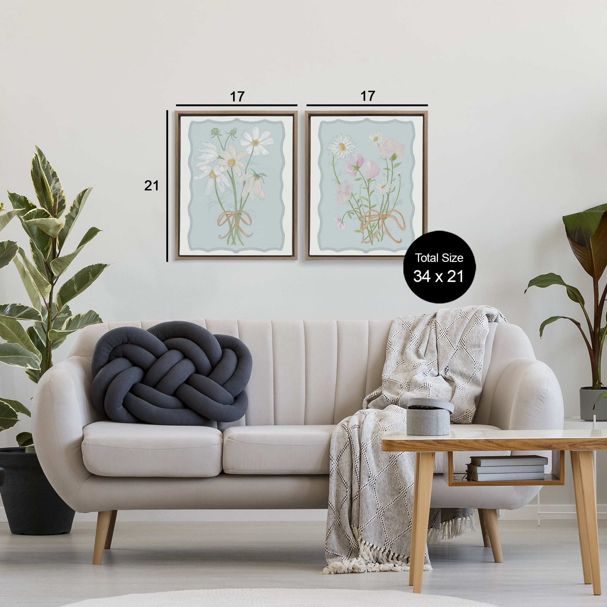 Vintage Spring Clippings 2 Piece Brown Framed Floater Canvas Set, design by Leslie Hermosa
