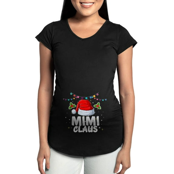 CafePress - Mimi Claus Santa Hat Christmas Maternity T Shirt - Maternity Dark T-Shirt