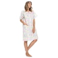 thumbnail image 2 of Casual Nights Women's Snap Front House Dress, Lightweight Short Sleeve Cotton-Poly Knit Duster Robe with Pockets, Mid-Calf, Yellow/Pink Floral Large, 2 of 4