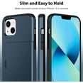 thumbnail image 6 of For iPhone 13 Case, iPhone 14 Case Card Holder Wallet for IDs License Card Slot Protective Shockproof Dual Layer PC Shell + TPU Rubber Cover Cell Phone Case for Apple iPhone 13 iPhone 14 Navy, 6 of 15
