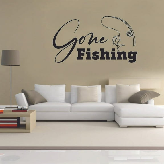 Gone Fishing Quote Fishing Fish Fishes Fisher Fisherman Inspiration Motivation Quotes Wall Decal Sticker Vinyl Art Mural for Girls / Boys Home Room Walls Bedroom House Decor Decoration (8x10 inch)