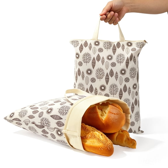 2 Pack Beeswax Bread Bag with L Shape Zipper and Wide Handles Reusable Sourdough Storage Keep Loaves Fresh Homesteading Essentials