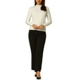 thumbnail image 2 of MODA NOVA Juniors Mock Neck Blouse Long Sleeve Basic Knitted Tops White XL, 2 of 5