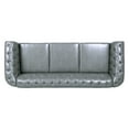 thumbnail image 4 of Chesterfield Sofa Faux Leather, PU Tufted 3 Seater Couch, Large Rolled Arm Sofa with Channel Tufted Seat Back for Living Room, Grey, 4 of 9