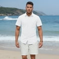 thumbnail image 6 of Mens Casual Short Sleeve Cotton Linen Shirts Buttons Down White Summer Beach Vacation Shirts XL, 6 of 6