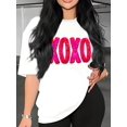 thumbnail image 2 of Women's Valentine's Day XOXO Glitter Print T-Shirt Casual Bohemian Style, Crew Neck, Short Sleeve, 2 of 6