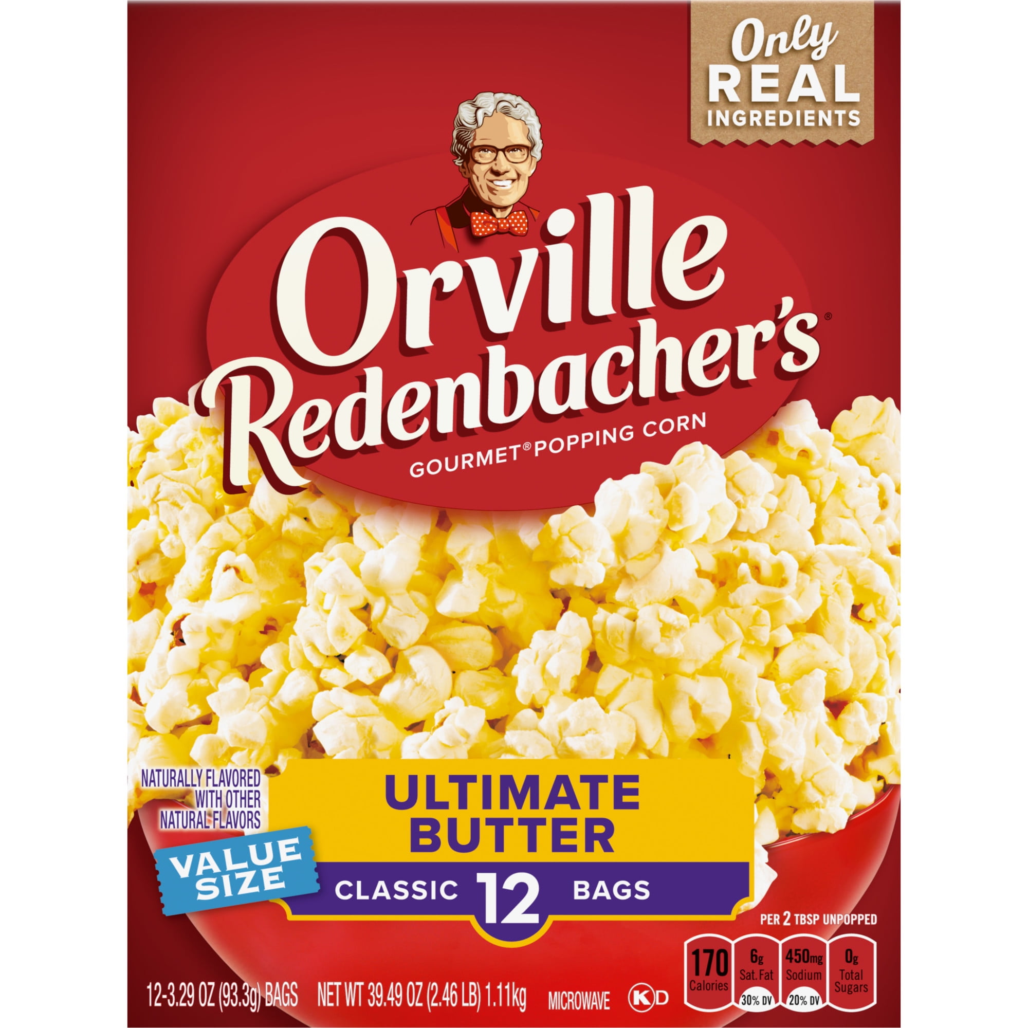Orville Redenbacher's Ultimate Butter Microwave Popcorn, 3.29 oz, 12 Count-Pack of 2