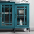 thumbnail image 5 of Aukfa TV Stand for TVs up to 62" - Storage Buffet Cabinet with Glass Door and Adjustable Shelves - Teal Blue, 5 of 8