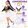 thumbnail image 3 of Girls Halloween Costume, Pop Idol Stage Performance Outfit with Sequin Jacket, Tulle Skirt and Braided Ponytail Extension, 6-Piece Singer Cosplay Set for Dress Up Parties, 3 of 9