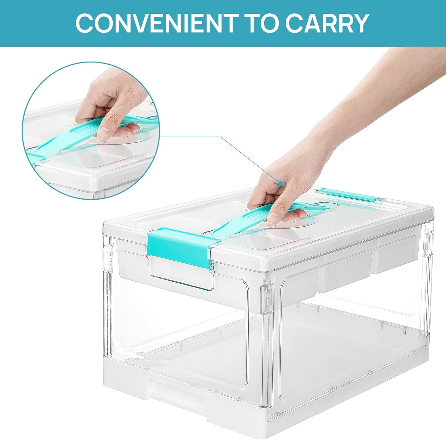 Clear Plastic Craft Organizers and Storage Box with Removable Trays and Dividers, 24 QT, Art Supply Organizers and Storage, Ideal Containers for Coloring Books, Craft Supplies