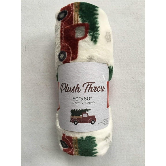 Christmas Red Truck Velvet Plush Blanket Throw