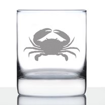 Bevvee Whiskey Rocks Glass 10.25 oz Crab Silhouette Gifts for Seafood Lovers Glassware & Drinkware