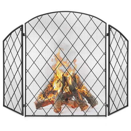 Best Choice Products 3-Panel 50x30in Wrought Iron Decorative Mesh Fireplace Screen Gate Protector, Fire Spark Guard for Indoor and Outdoor w/ Folding Side Panels, (Best Place To Sell Apple Products)