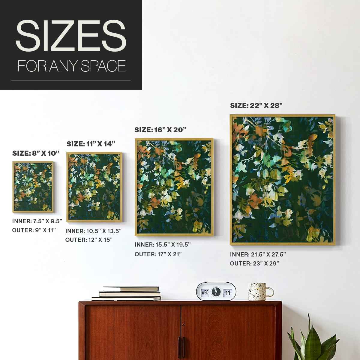Whirlwind II Framed Print in Gold Solid Wood 16 x 20 Framed Print