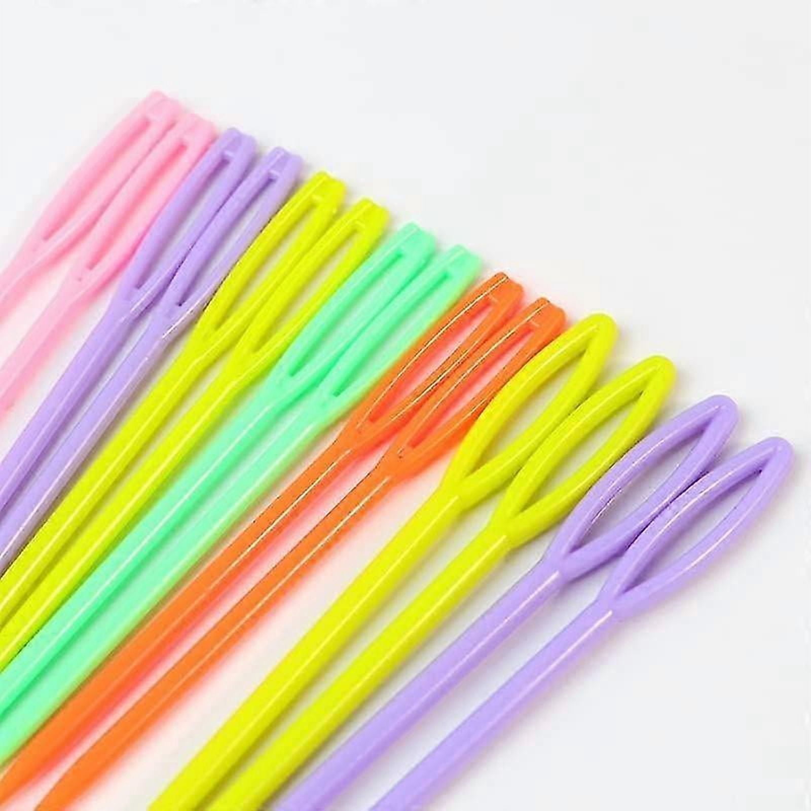 100pcs Plastic Sewing Needles - 9cm, Multicolor Kids Plastic Needles - Yarn Needle Repair Needles Plastic Sewing Needles For Sewing Craft