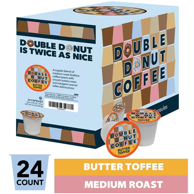 Double Donut Flavored Coffee Pods, Butter Toffee, 24ct - Walmart.com