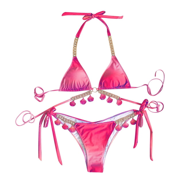 WEAIXIMIUNG Maternity Swimsuit Two Piece Low Rise Ladies Sexy Straps Gradient Printed Bikini M