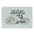 thumbnail image 1 of Adventure Cartoon Cutting Board, Bicycle with and so the Adventure Begins Hand Drawn Phrase, Decorative Tempered Glass Cutting and Serving Board, Small Size, Pale Pink Beige, by Ambesonne, 1 of 1