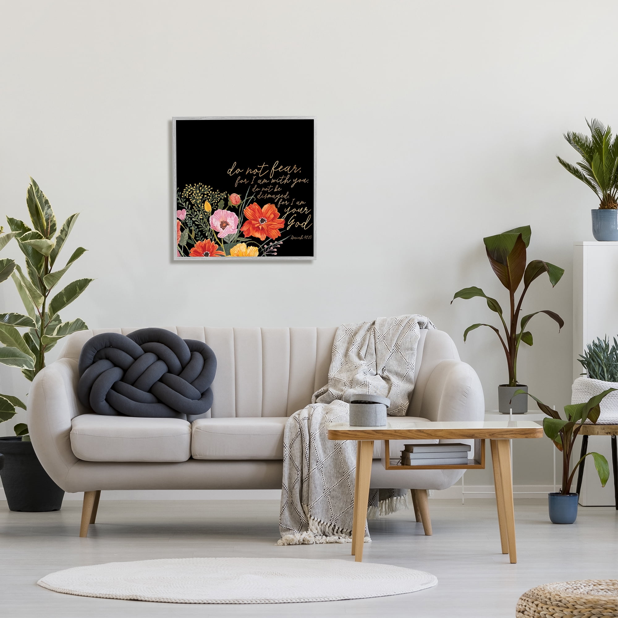 Stupell Industries Do Not Fear Proverb Isaiah 41:10 Blooming Flowers, 24 x 24, Designed by Studio W