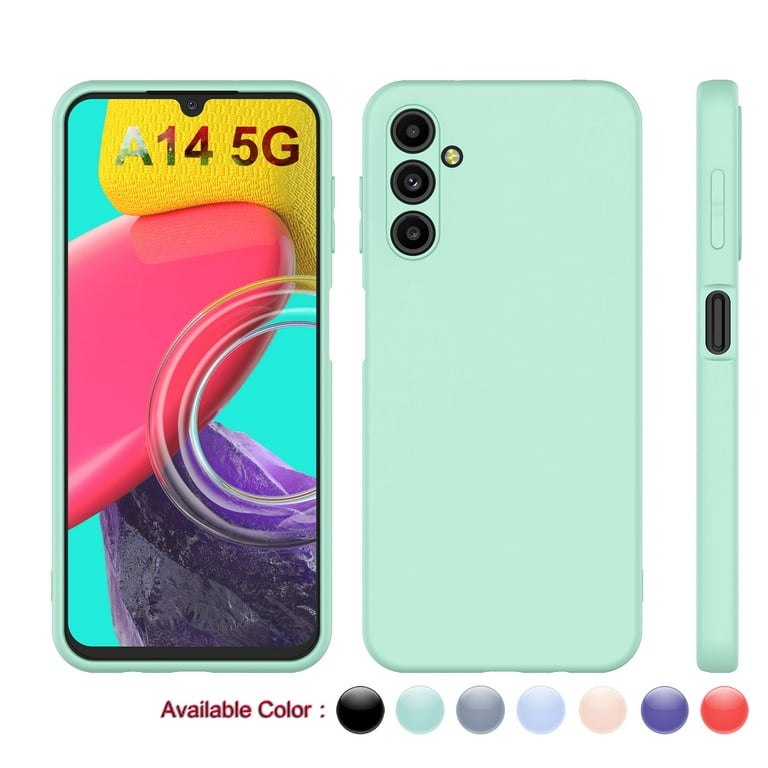 Cell Phone Cases For 6.6 Galaxy A14 5G, Njjex Liquid Silicone Gel Rubber  Shockproof Case Ultra Thin Fit Samsung A14 Case Slim Matte Surface Cover  For Samsung Galaxy A14 5G -Cyan 