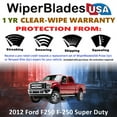 thumbnail image 2 of 2012 Ford F250 F-250 Super Duty Beam Wiper Blades Wipers w/1yr Warranty (Set of 2) (WiperBladesUSA), 2 of 5