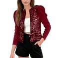 thumbnail image 2 of Women Red Sequin Jackets for Women Long Sleeve Casual Sparkle Cardigan Sparkly Outfits for Women, 2 of 6