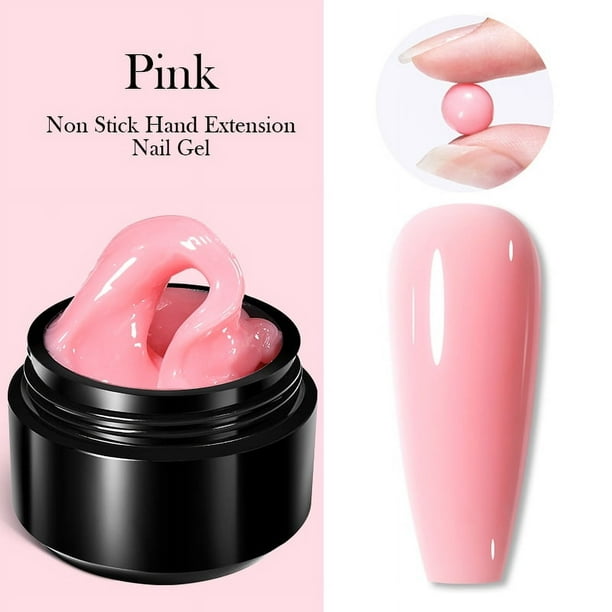 BORN PRETTY 15ML Gel de extensión de uñas sólido antiadherente de mano Gel de extensión rosa desnudo transparente Gel de pegamento de diamantes de imitación fácil de operar