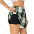 thumbnail image 2 of Haiem Green White Lumberjack Plaid Women's 2 in 1 Running Shorts - Lightweight Athletic Workout Gym Yoga Breathable Sports Shorts Liner with Phone Pockets-Small, 2 of 9