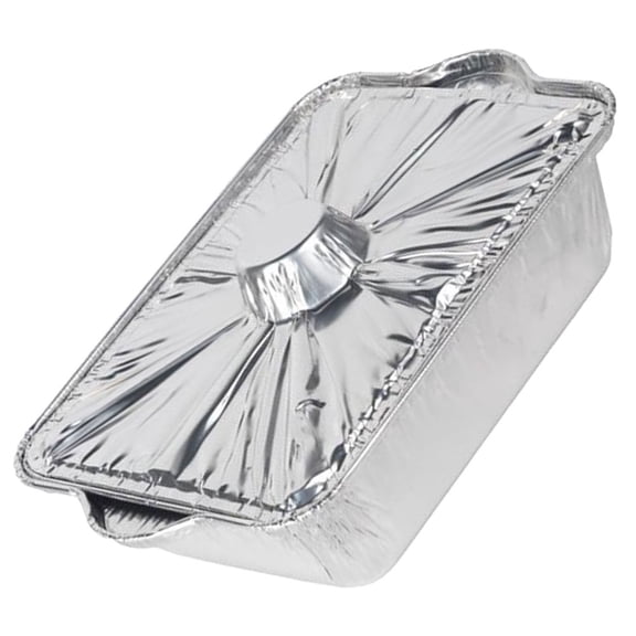 HEMOTON Silver Aluminum Foil Baking Pot with Lid for Kitchen Use Perfect Size 9.45x6.3x2.75 Inches