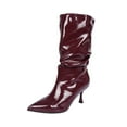 thumbnail image 2 of Taylonsss Women's Fashionable Pointed Toe Mid-Calf Boots with Patent Leather Finish and Comfortable Heel for Winter Versatile Slouchy Design for Day to Night Wear, 2 of 8