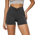 thumbnail image 2 of ZUKMRJPC Womens V-Front Ruched Yoga Shorts Elastic High Waist Seamless Workout Biker Shorts 2026 Summer Athletic Shorts for Running Gym, 2 of 5
