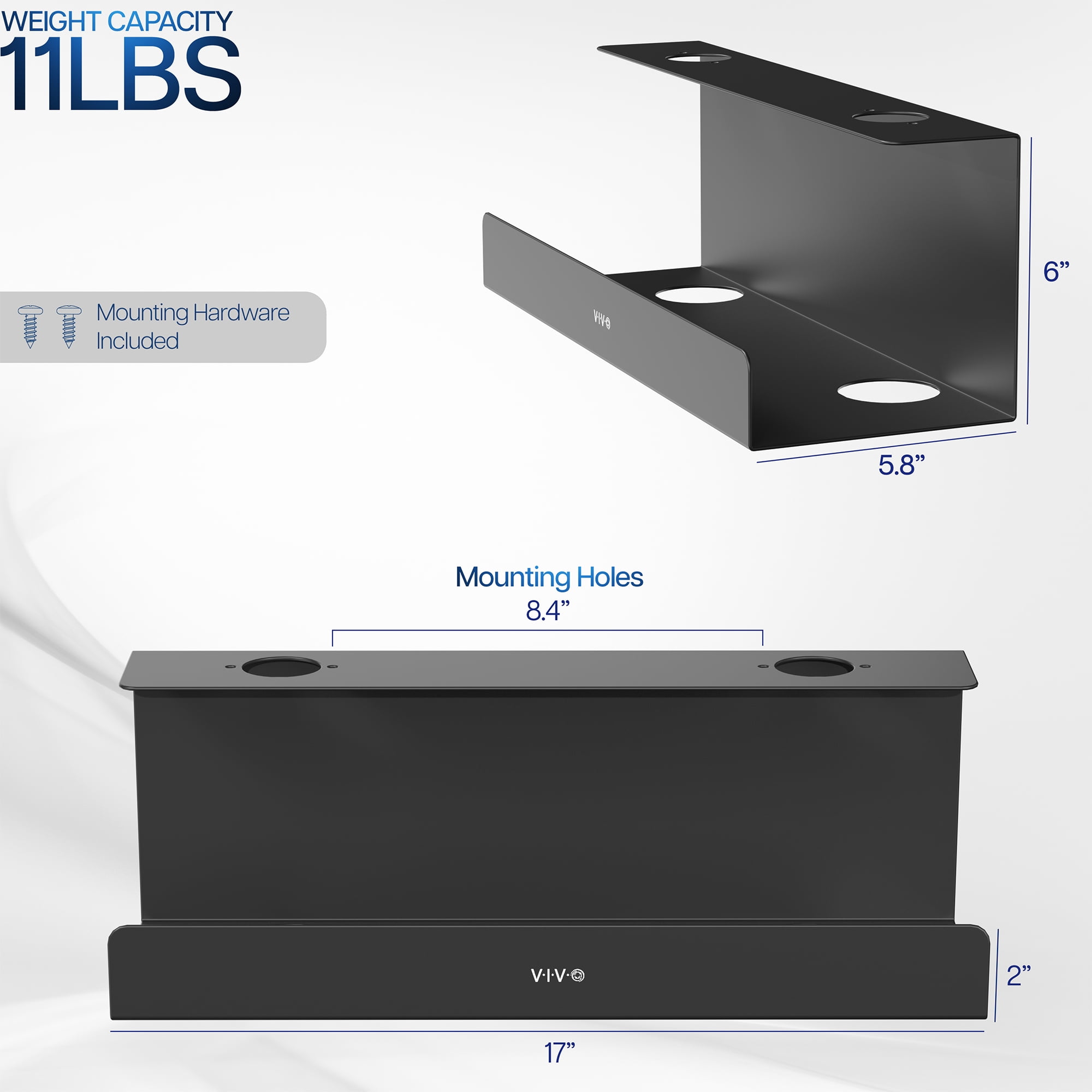 VIVO Black Extra Deep Under Desk Cable Management Tray