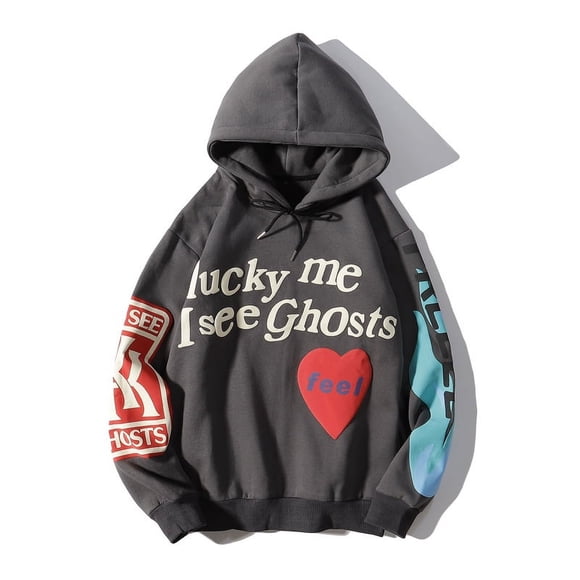 Graffiti Letter Foam Fleece Baggy Sweatshirts Men‘s Oversized High Street Casual Hooded Hoodie Unisex Pullover Loose Hoody