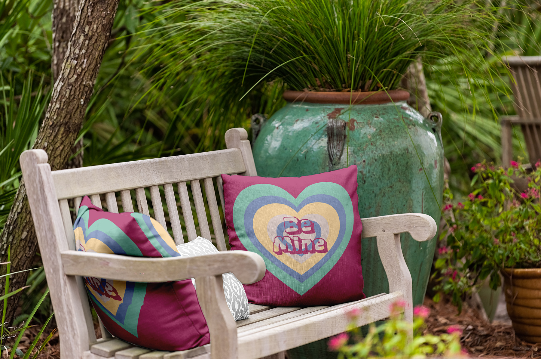 20" x 20" Simply Daisy Be Mine Polyester Indoor/Outdoor Pillow, Pink Qty 1